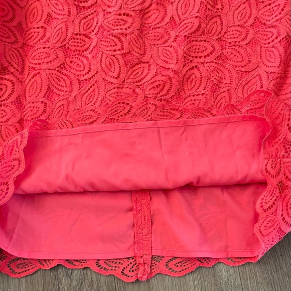 ANN TAYLOR Coral Pink Lace Ruffle Bell Sleeve Dres - Picture 8 of 14